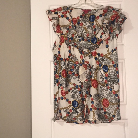 🆕Ruffle trim Silk women’s Top Sunny Leigh Size  XL - Picture 5 of 11